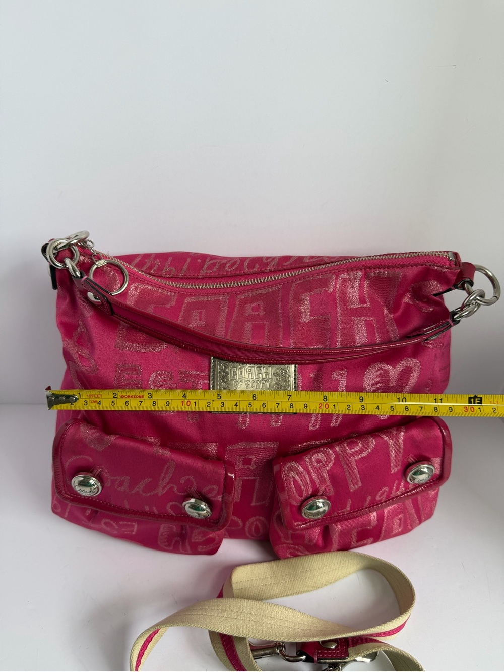 Coach Y2K Poppy Graffiti Story Patch Hot Pink Hobo Bag - Picture 4 of 15